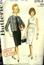 2631 1963 SLVLSS SHEATH DRESS,OPEN HIP JACKET PATTERN 12 32